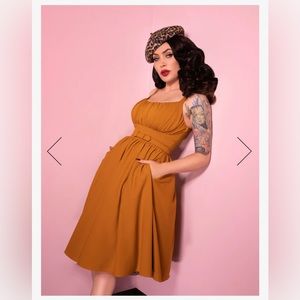 Vixen by Micheline Pitt Ingenue Dress Vintage Mustard XS